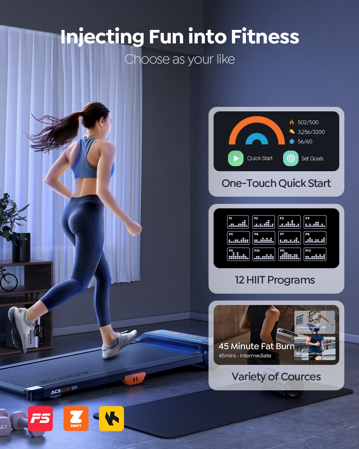 Walking Pad Treadmill with 10% Incline J256