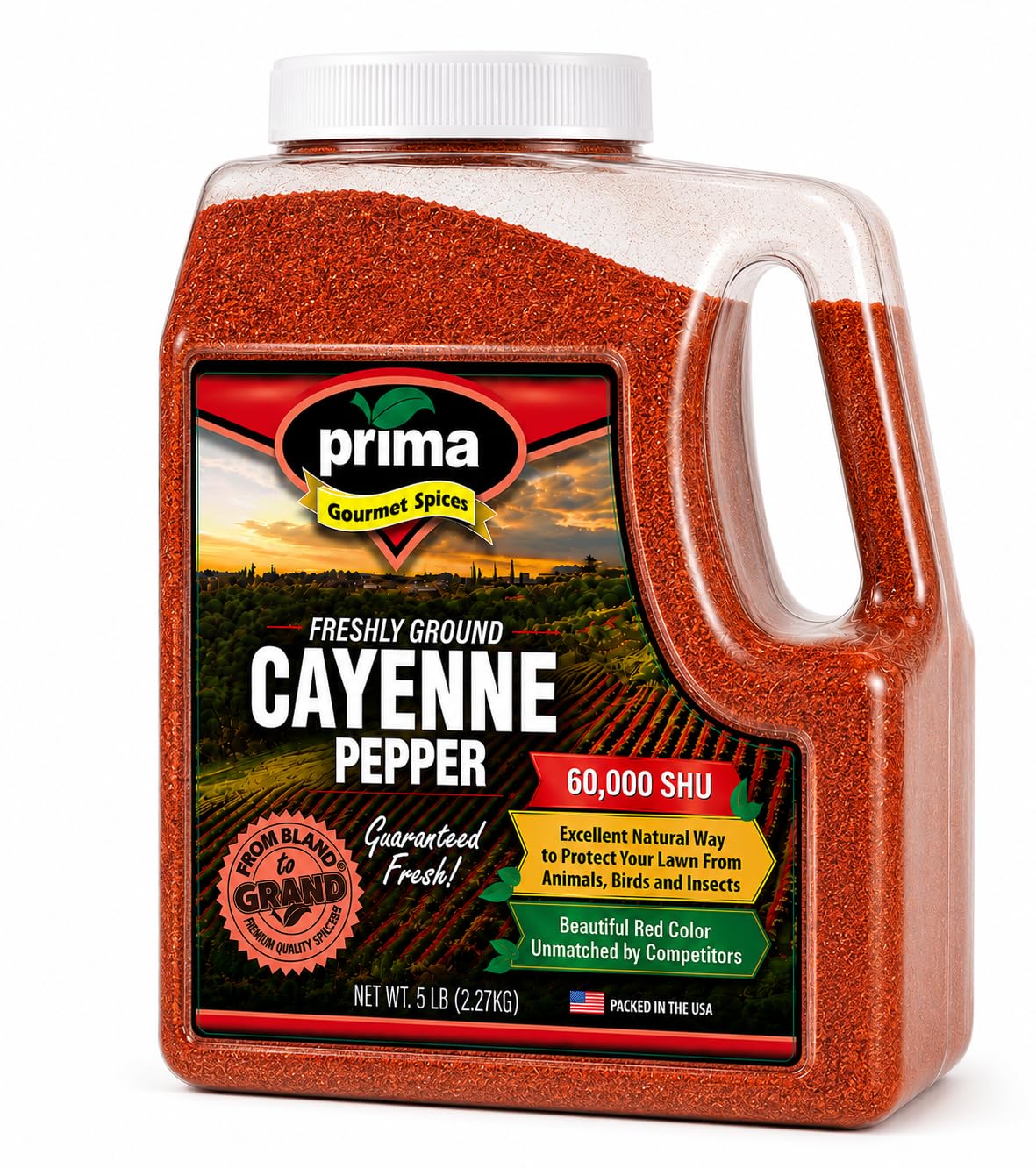 Cayenne Pepper Powder 5 LBS Bulk Kitchen Jug 60,000 SHU Extra Hot All Natural Gluten Free Red Ground Pepper K7996