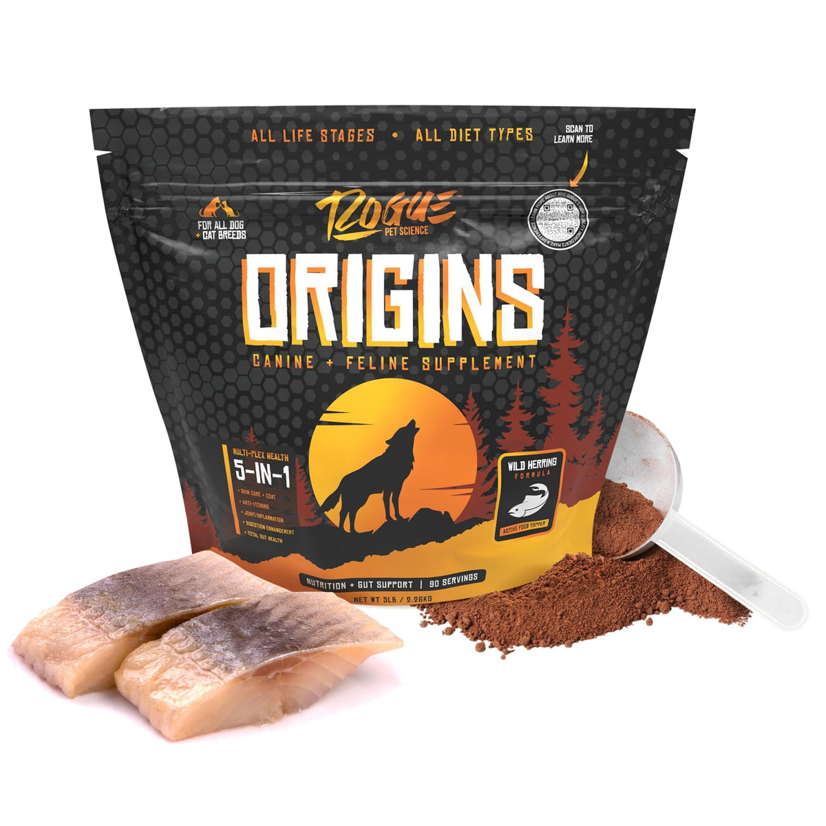 5-in-1 Dog Supplement Powdered Food Topper with Omega 3 Fish Oil 5 lbs V51642