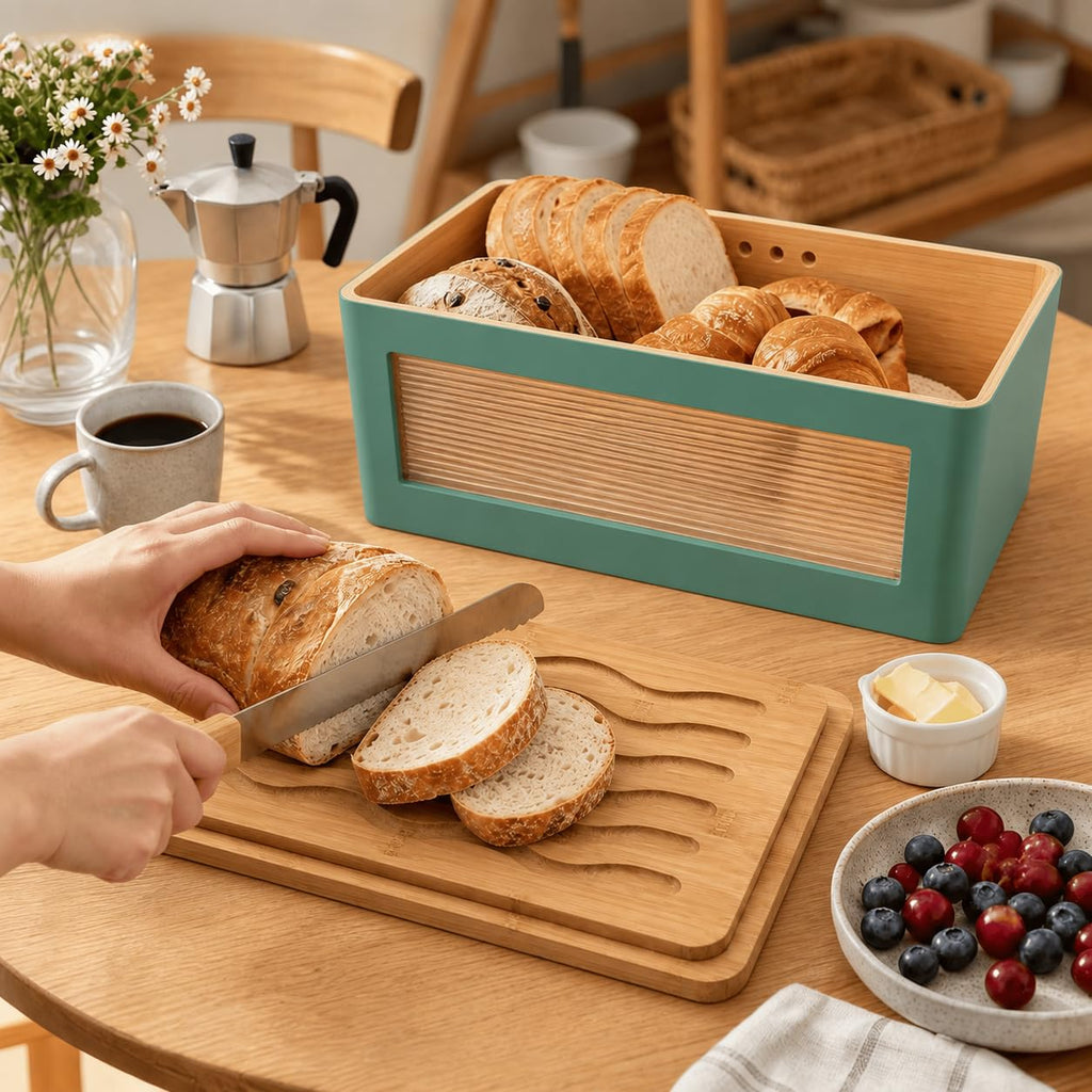 Wooden Bread Box with Cutting Board U77949