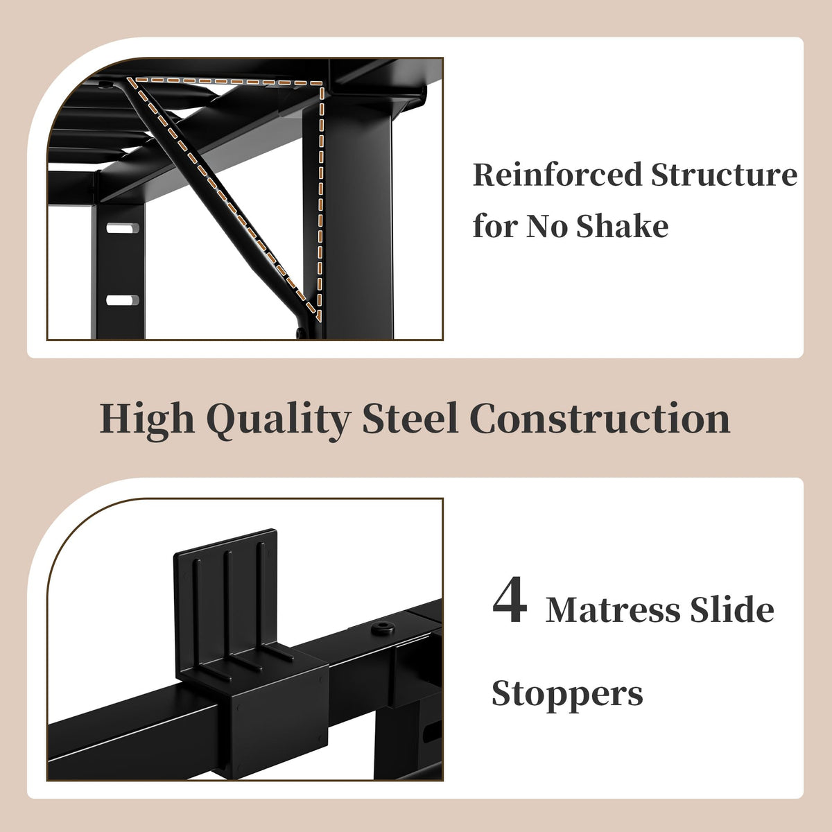 18 Inch Queen Size Black Metal Platform Bed Frame Z252178