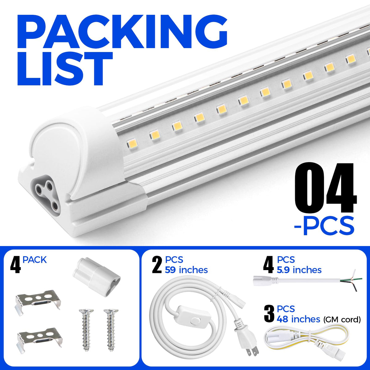 2FT LED Shop Lights 4 Pack D73319