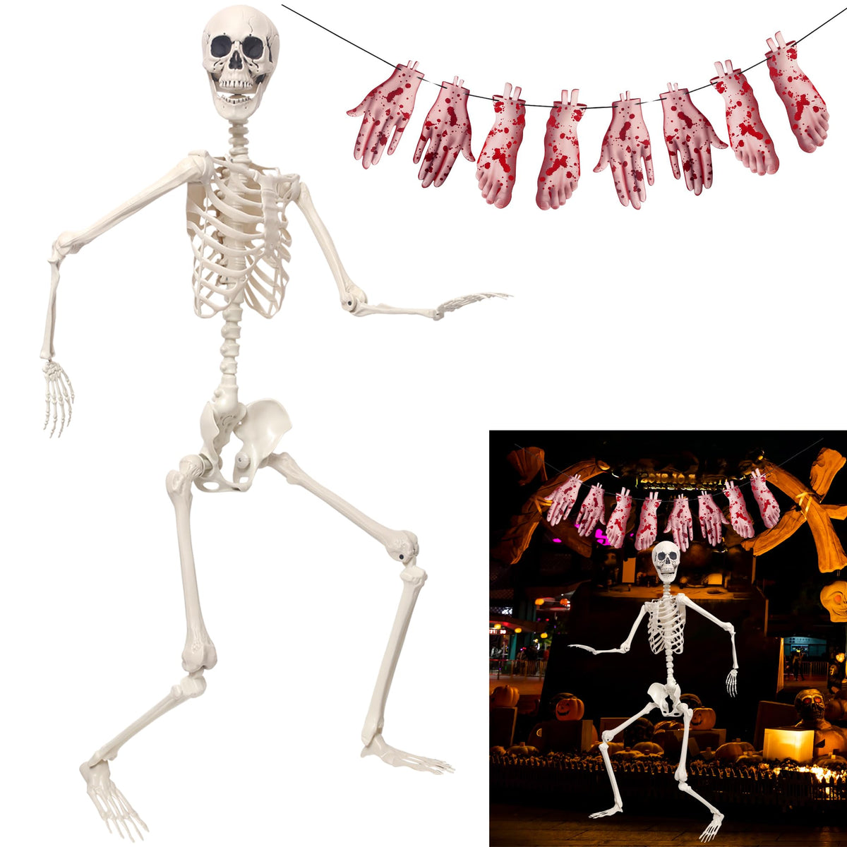 5.4Ft Poseable Skeleton Plastic Human Bones A560840