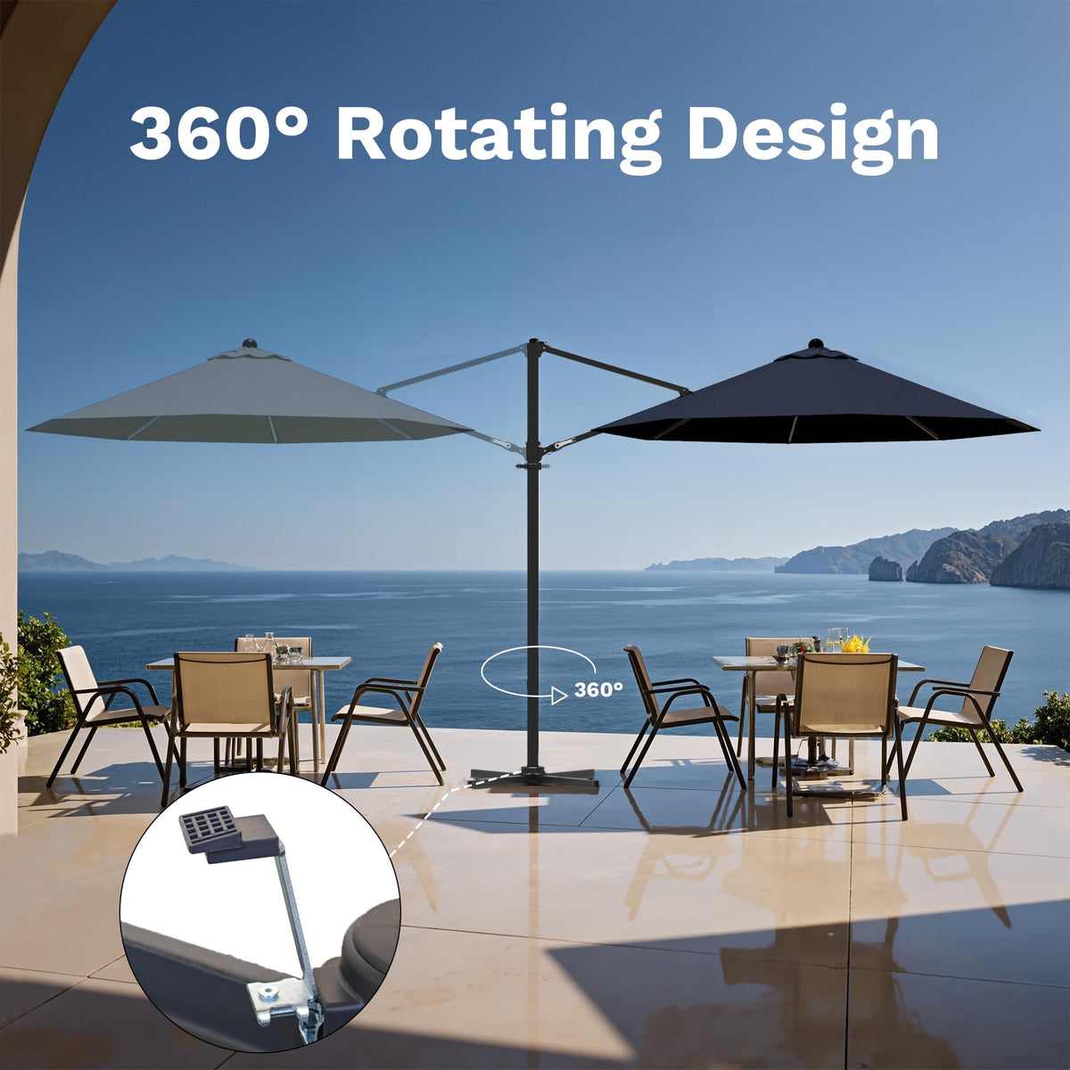 10ft Navy Blue Cantilever Patio Umbrella A7716