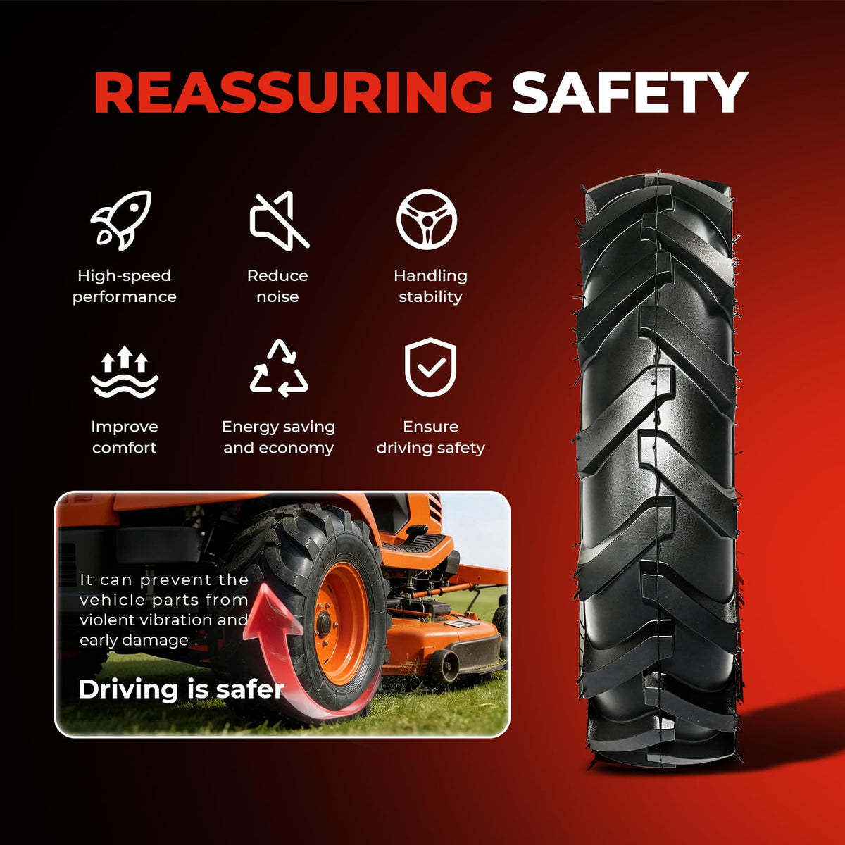 4.80x4.00x8 Lawn & Garden Mower Tires, Set of 2, 4 Ply Tubeless G910597