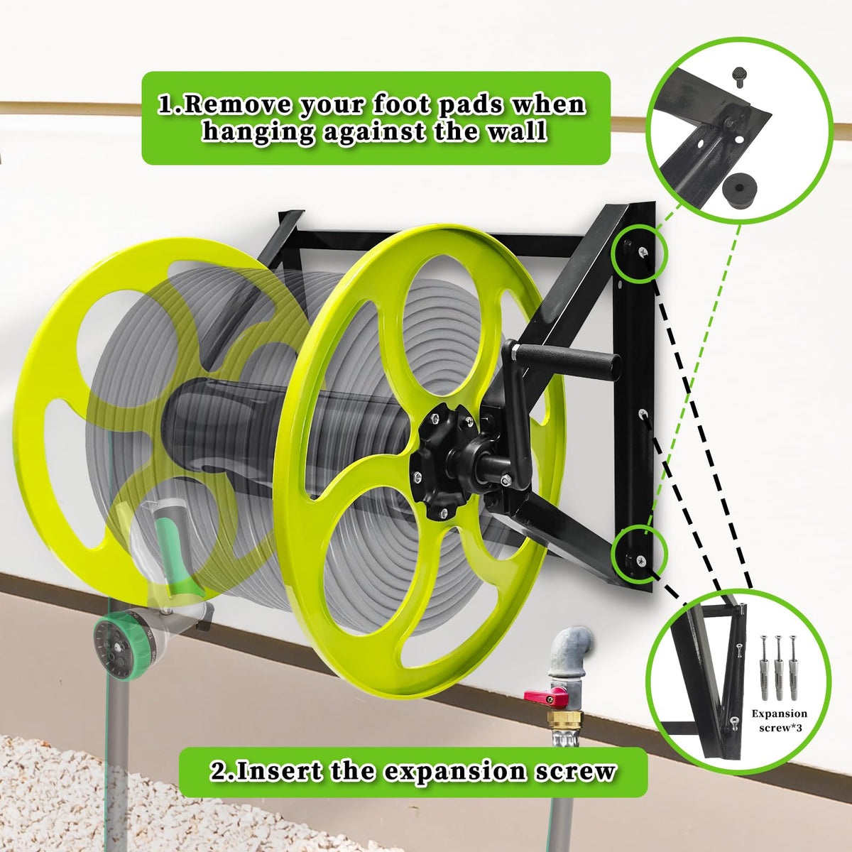 Wall Mount Garden Hose Reel 400FT U9595