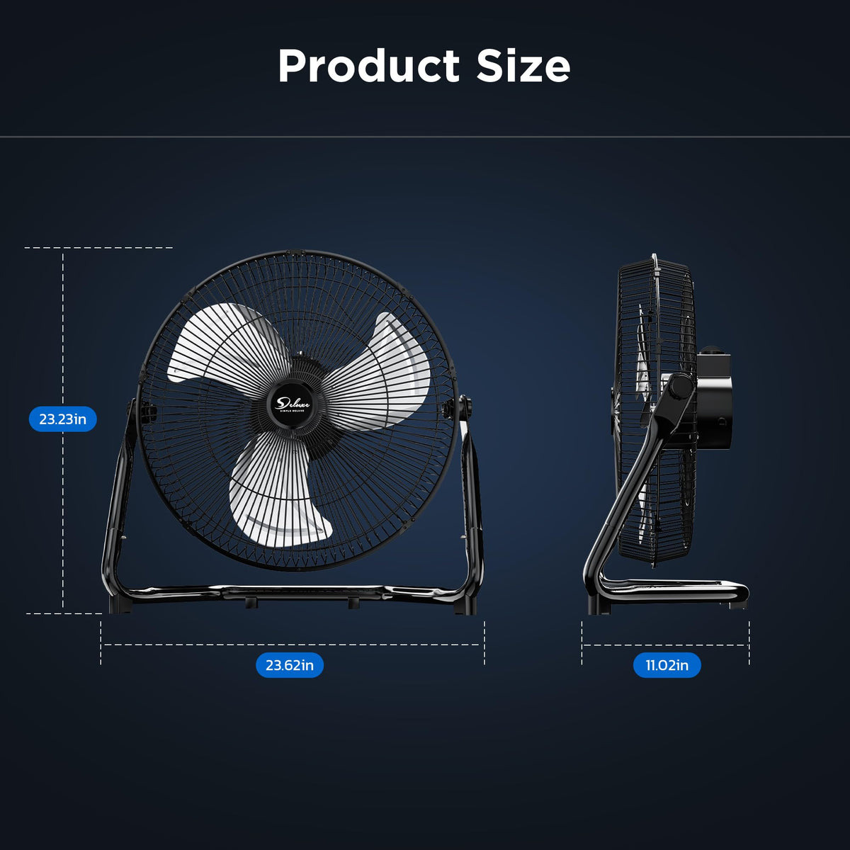 20 Inch 3-Speed Oscillating Metal Floor Fan D61844