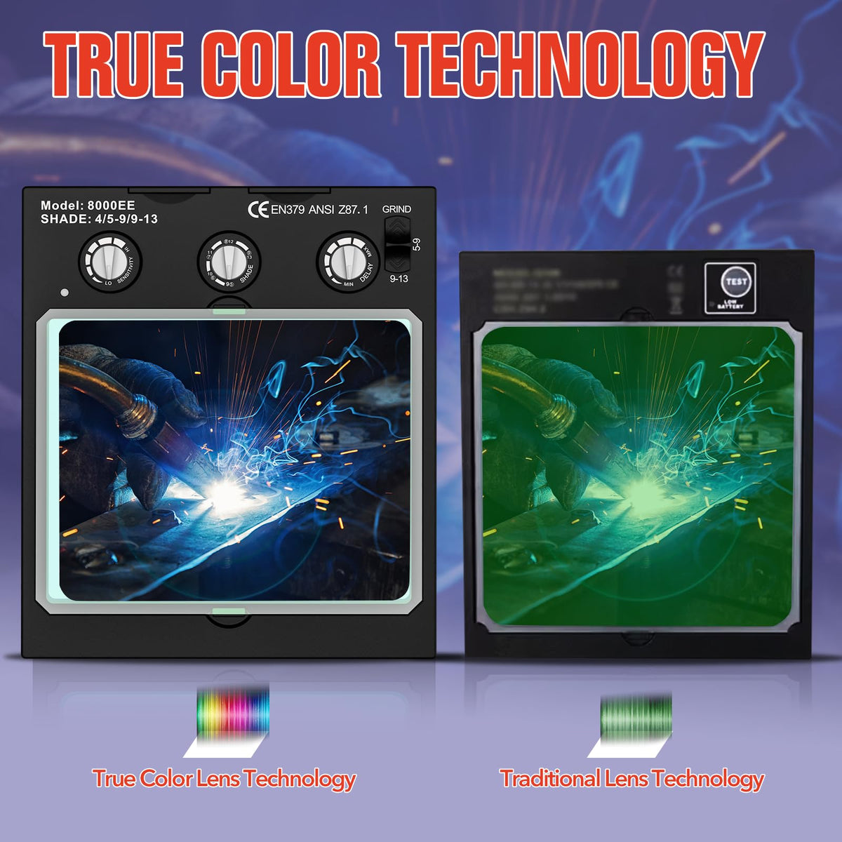 Auto Darkening Solar Powered Welding Helmet with 4 Arc Sensor X319634
