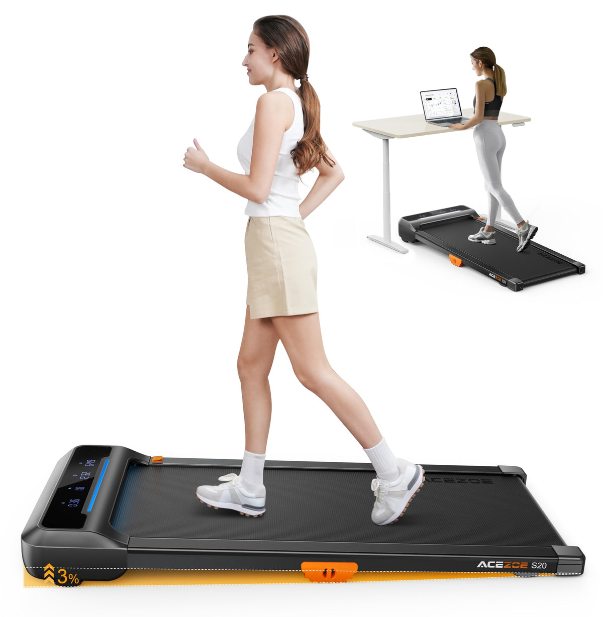 Walking Pad Treadmill with 10% Incline J256