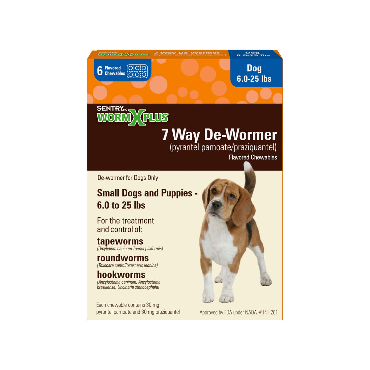 7 Way De-Wormer Chewables for Dogs, 6 Count V897462