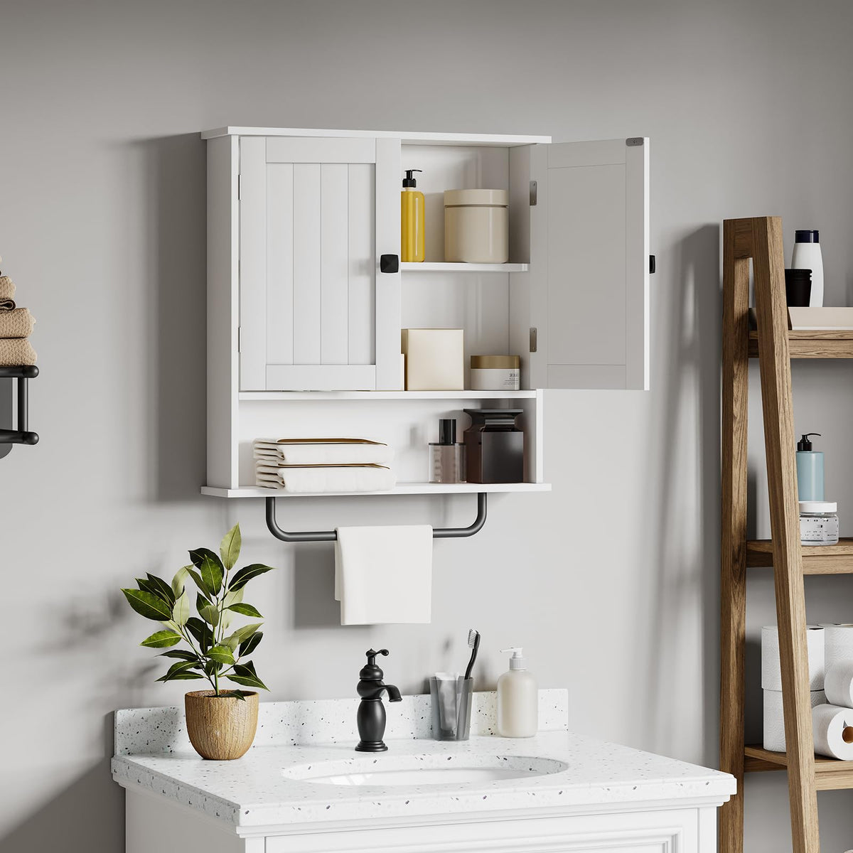 Wall Mounted Medicine Cabinet with Towels Bar A8288