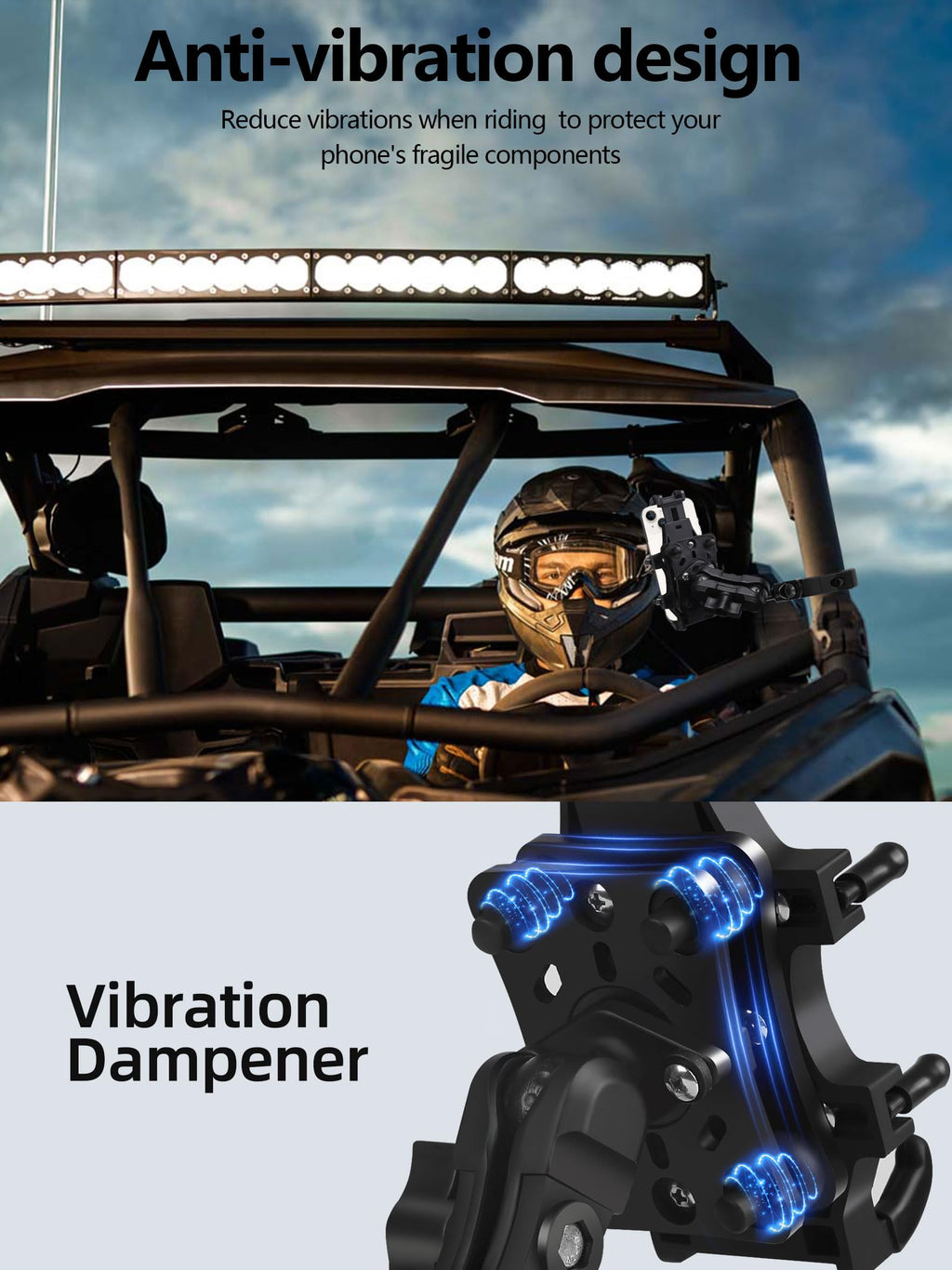 UTV Phone Mount Holder with Vibration Dampener U6502