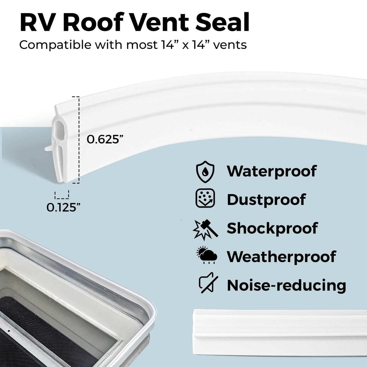 14" RV Roof Vent Cover with Rubber Seal Strip A3521