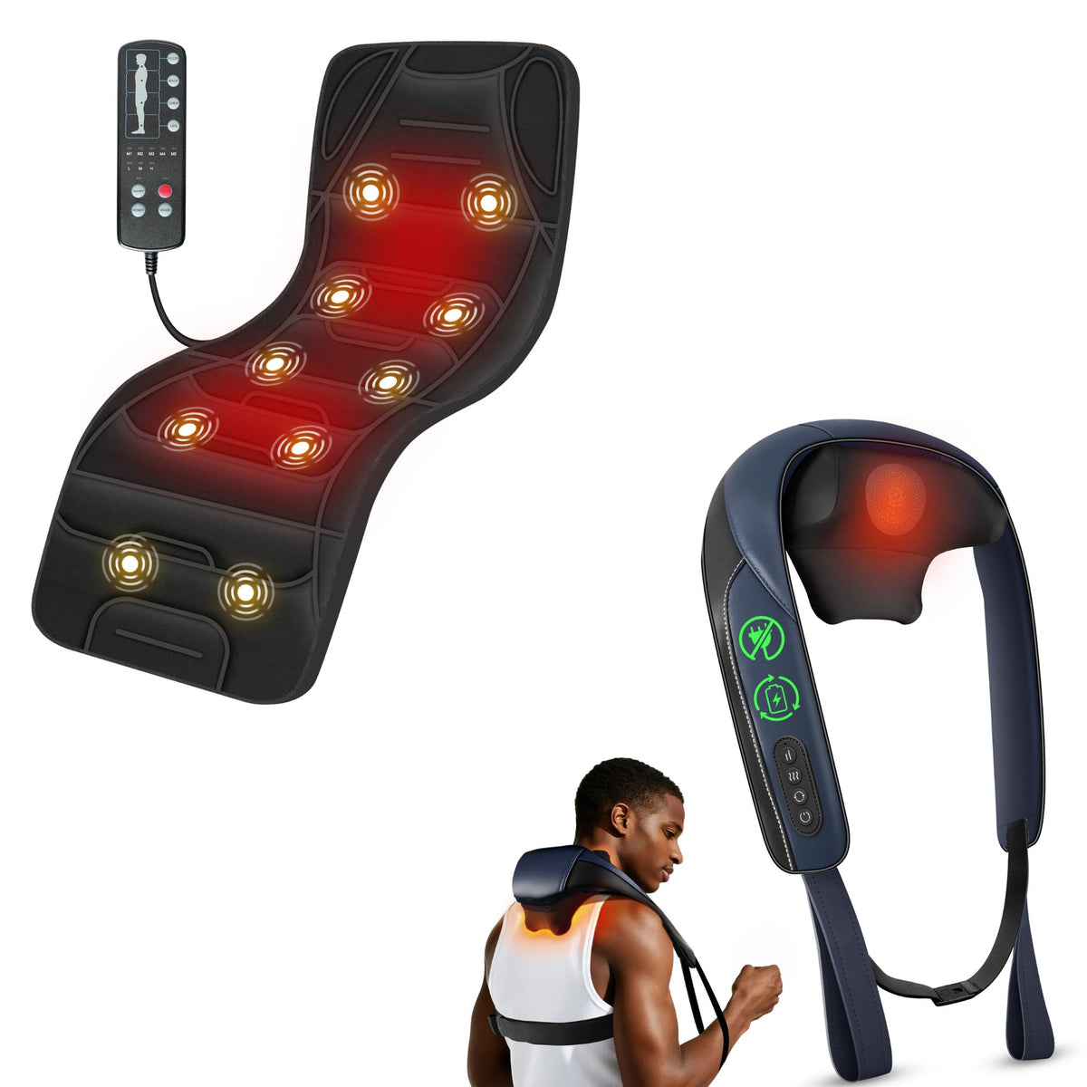 Full Body Massage Mat with Heat & Shiatsu Neck Massager N616126
