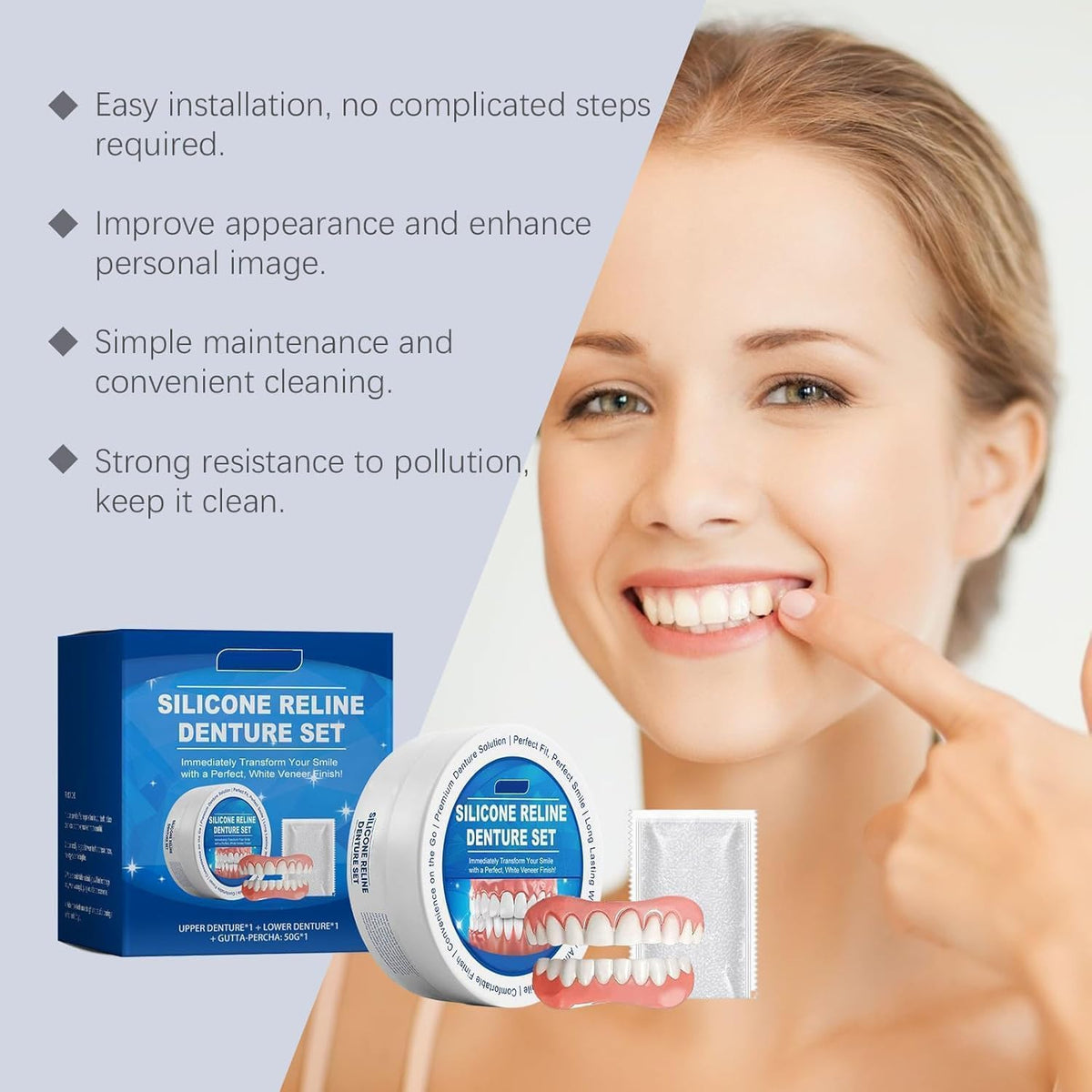 Silicone Reline Denture Set Upper and Lower T2793