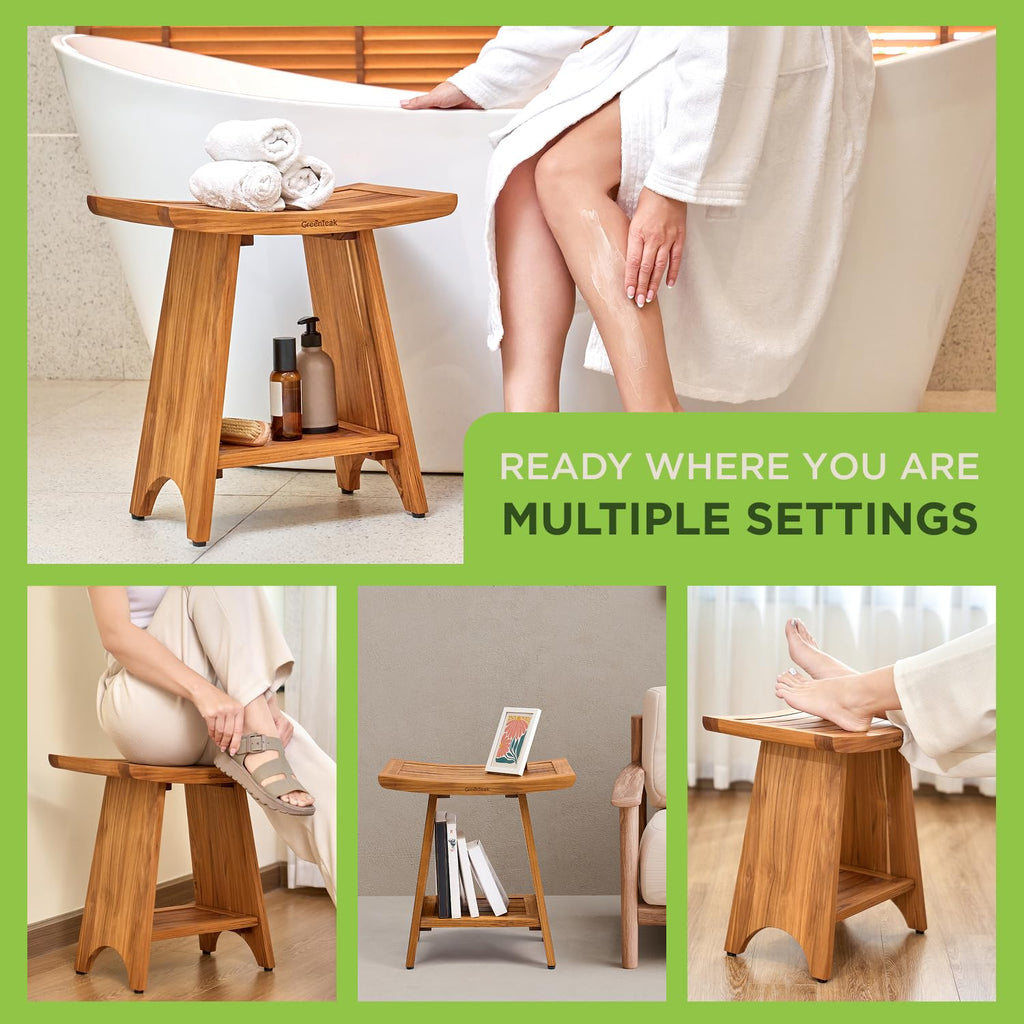 18" Teak 2-Tier Shower Bench B282
