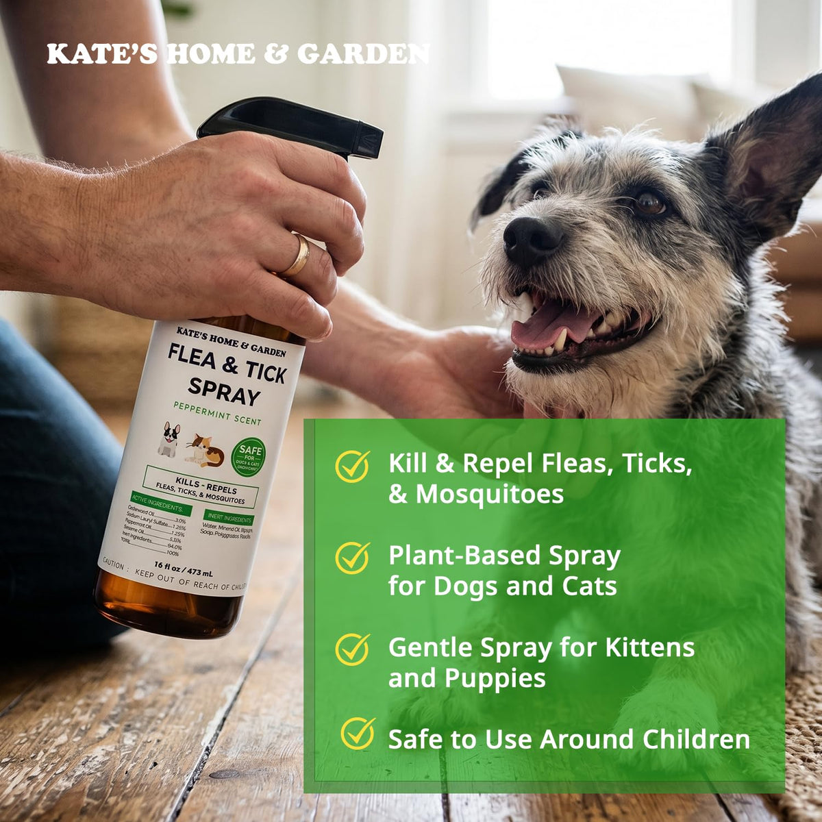 Flea and Tick Spray for Dogs & Cats 16oz T6435