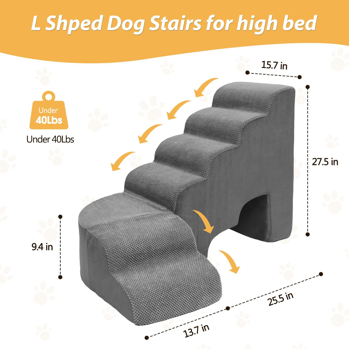 L Shaped 6 Steps Dog Stairs H653
