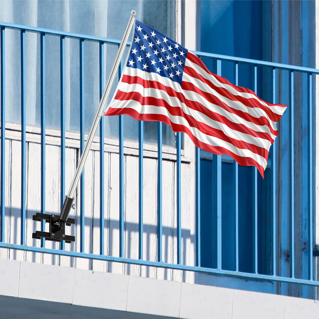 White Flagpole Mount for Round and Square Railing K59957