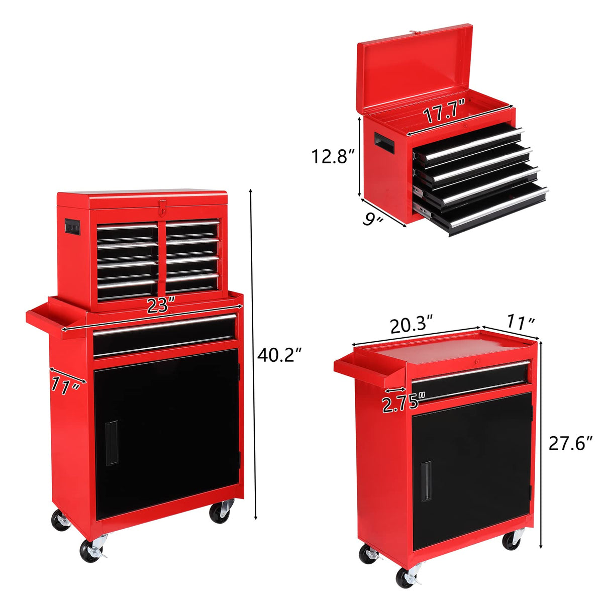 5 Drawer Rolling Tool Chest with Lockable Wheels Q4061