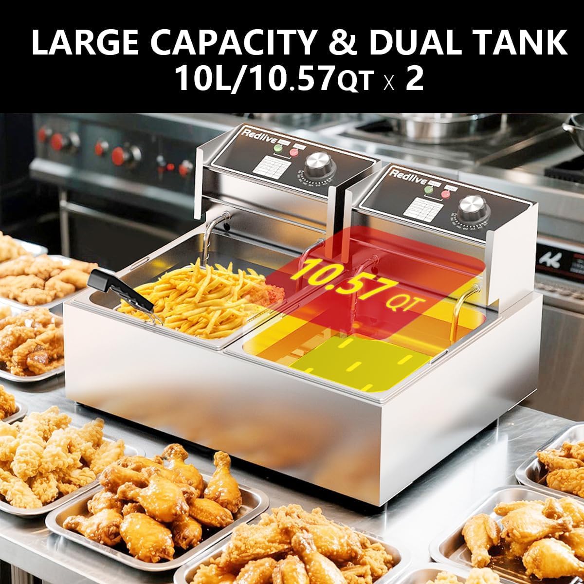 Commercial Deep Fryer with Double Baskets S71575