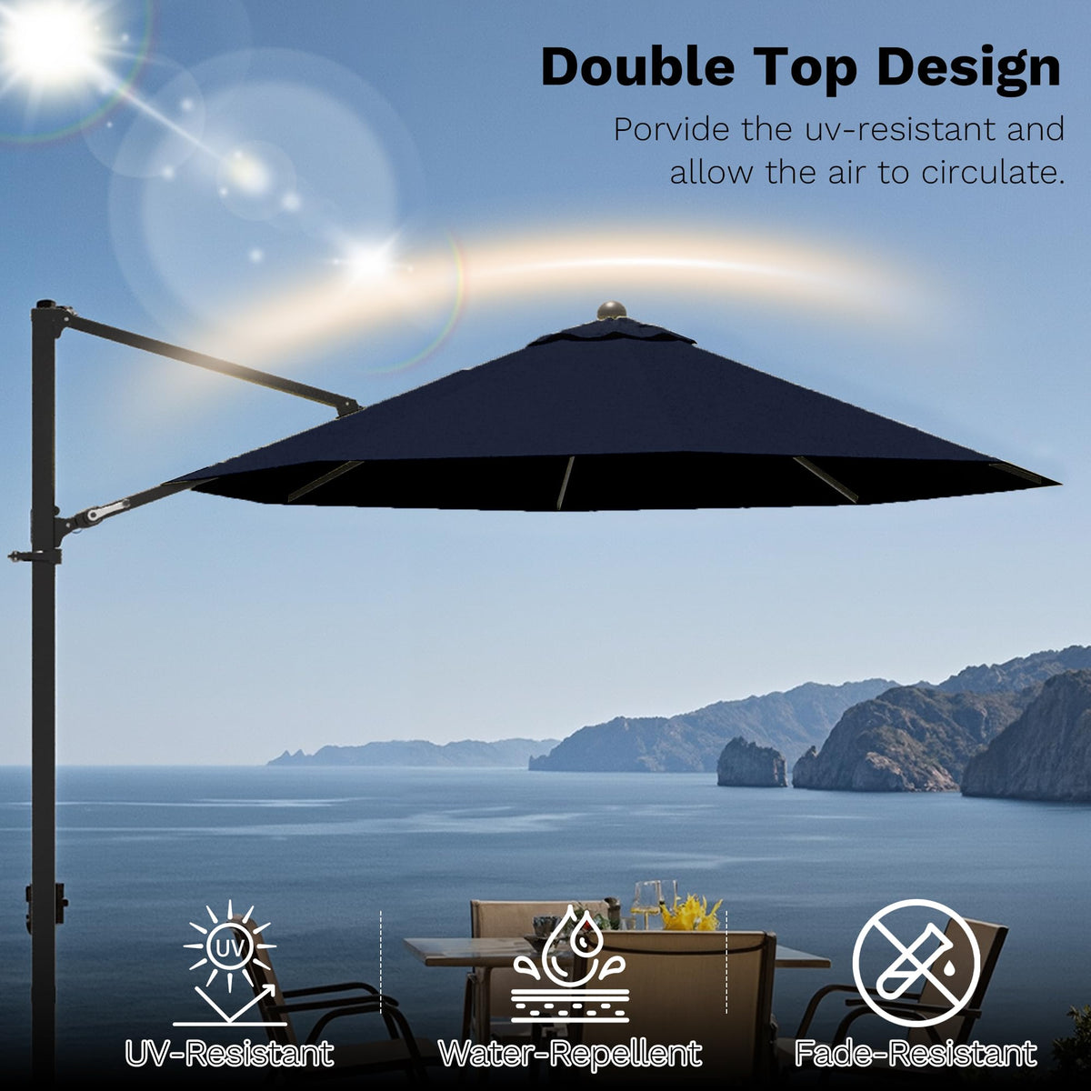 10ft Navy Blue Cantilever Patio Umbrella A7716