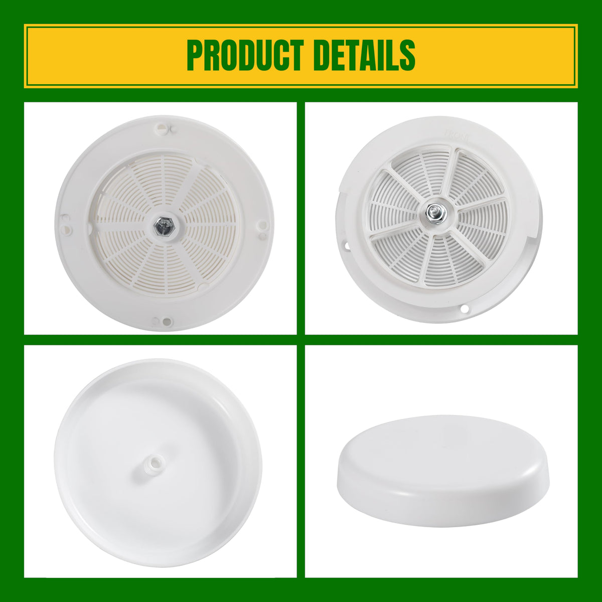 White RV Roof Mushroom Vent with Water Cover Guard Cap I887