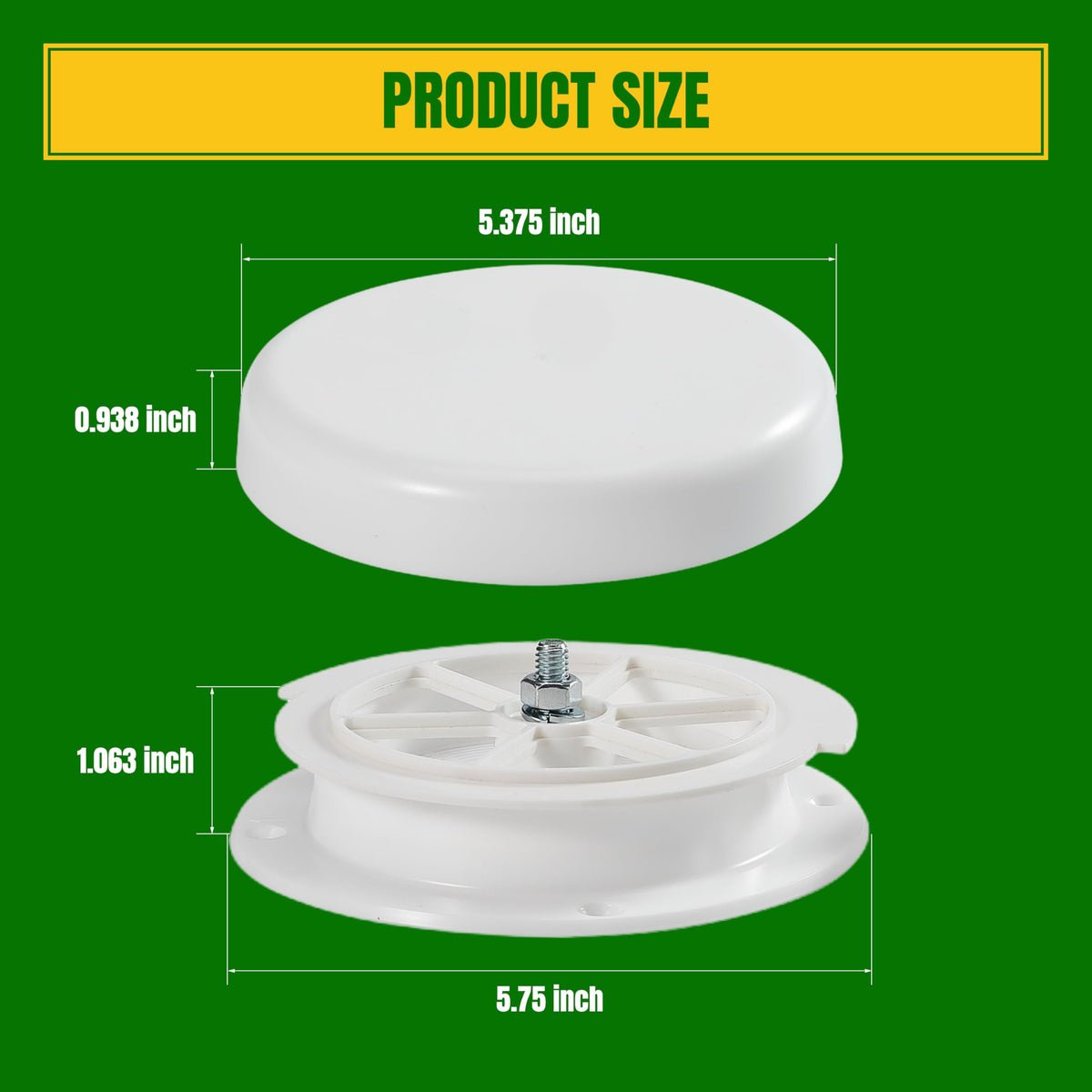 White RV Roof Mushroom Vent with Water Cover Guard Cap I887