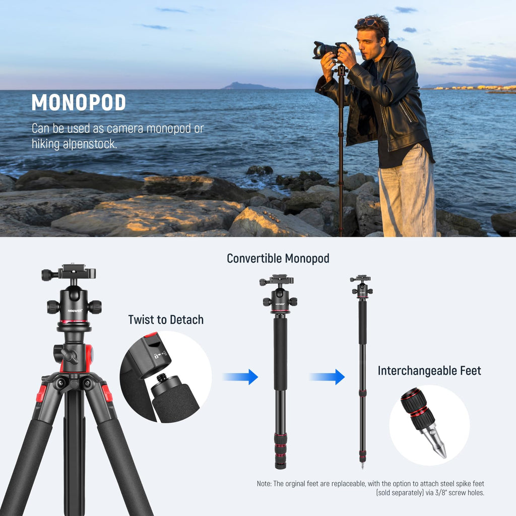 72 Inch Camera Tripod Monopod with Ball Head S3133