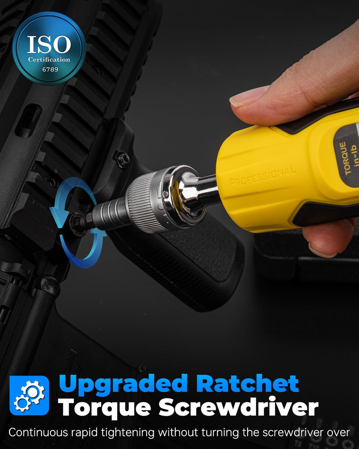 1/4" Ratchet Torque Screwdriver, 10-70 in-lbs, S2 Hex Bits M9372