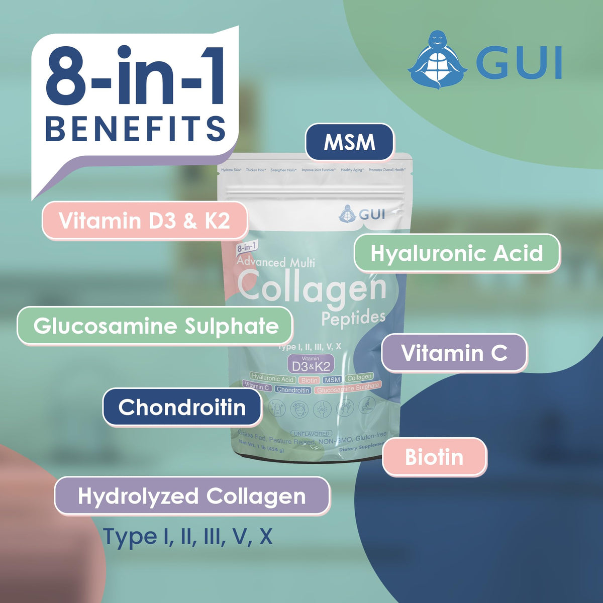8in1 Multi Collagen Peptides 16 Oz Unflavored D9598