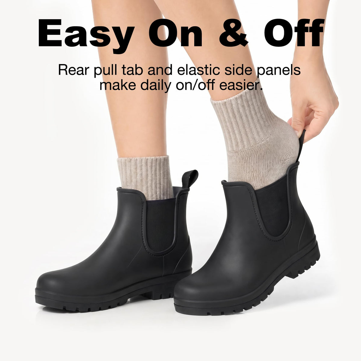 Short Waterproof Chelsea Ankle Rain Boots W4234