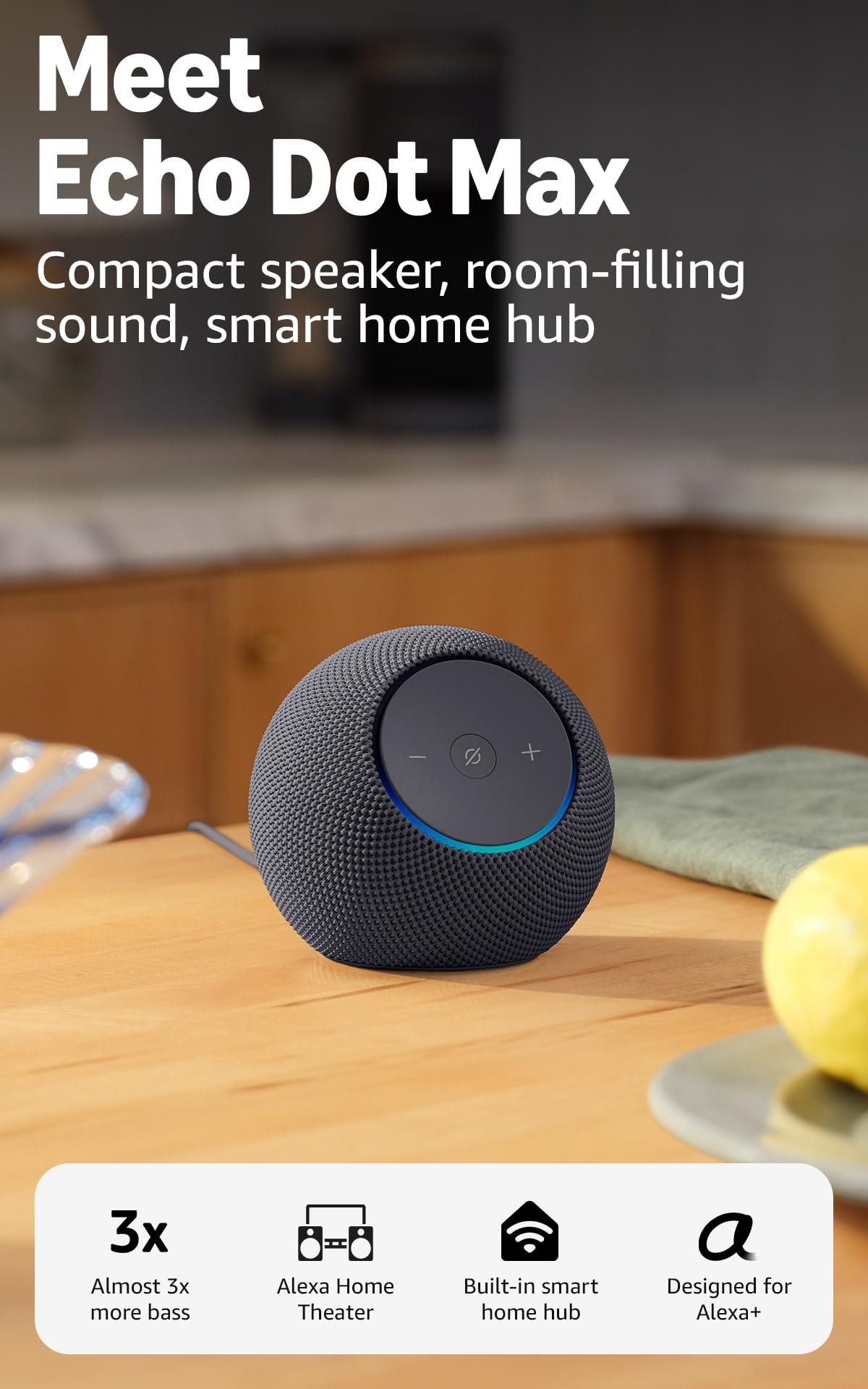 Alexa speaker with room-filling sound and nearly 3x bass O609