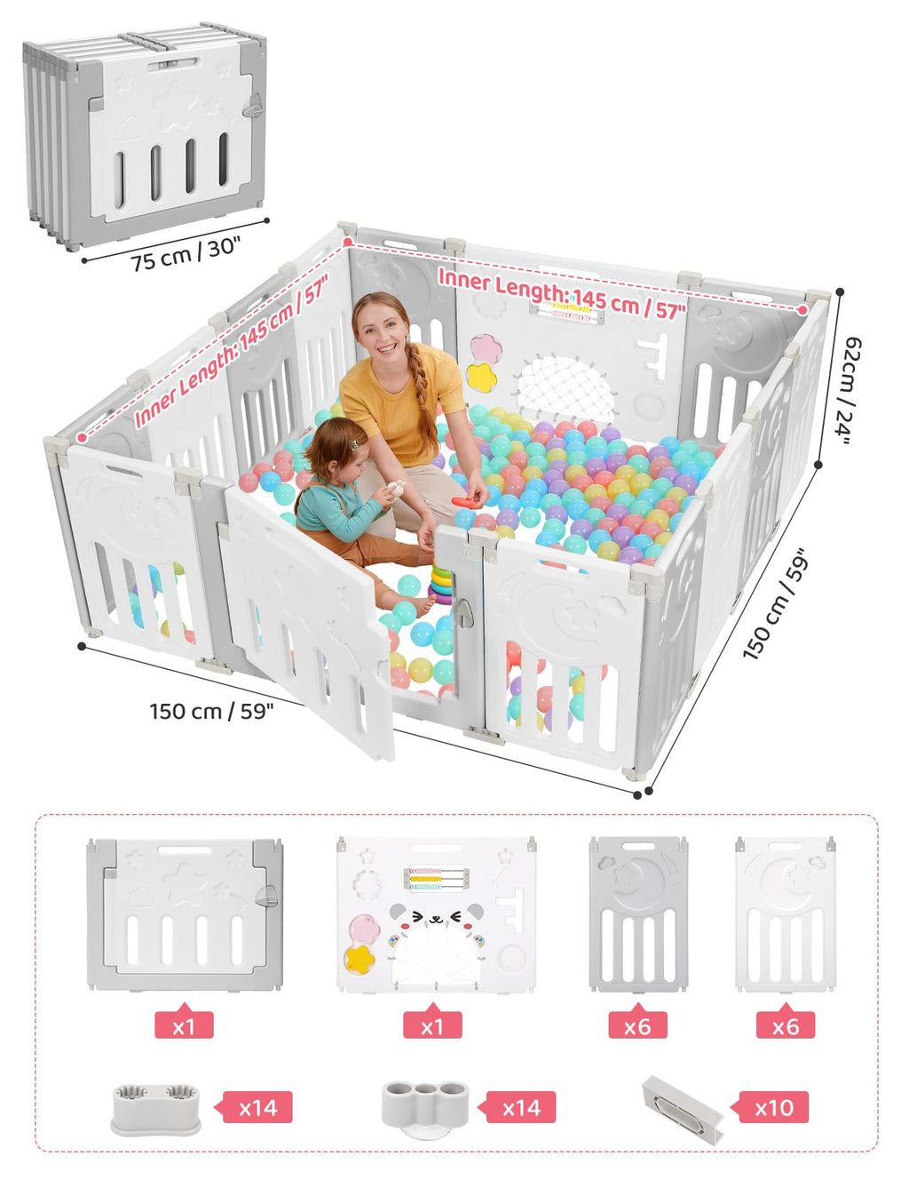 Foldable 14-Panel Baby Playpen V191