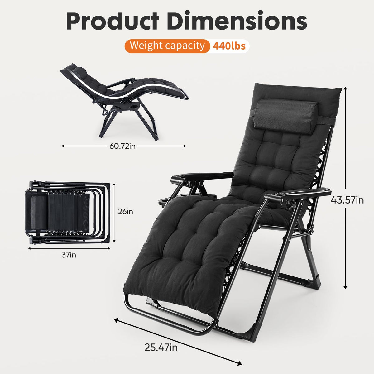 Zero Gravity Chair with Cup Holder Tray I5058