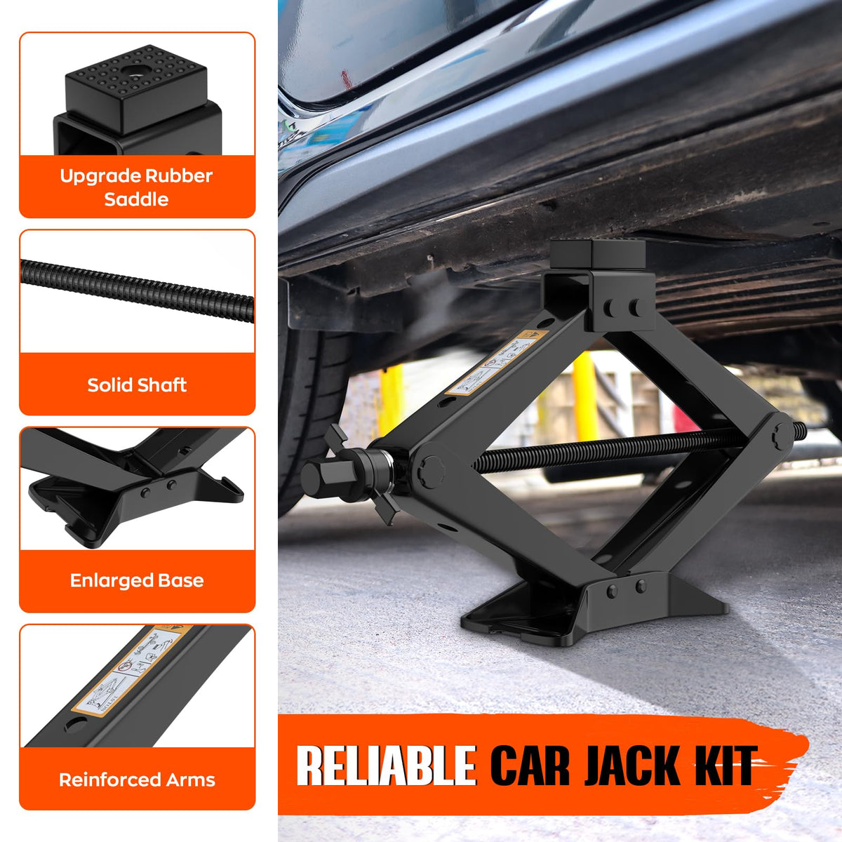 3 Ton Portable Scissor Jack with Lug Wrench K682