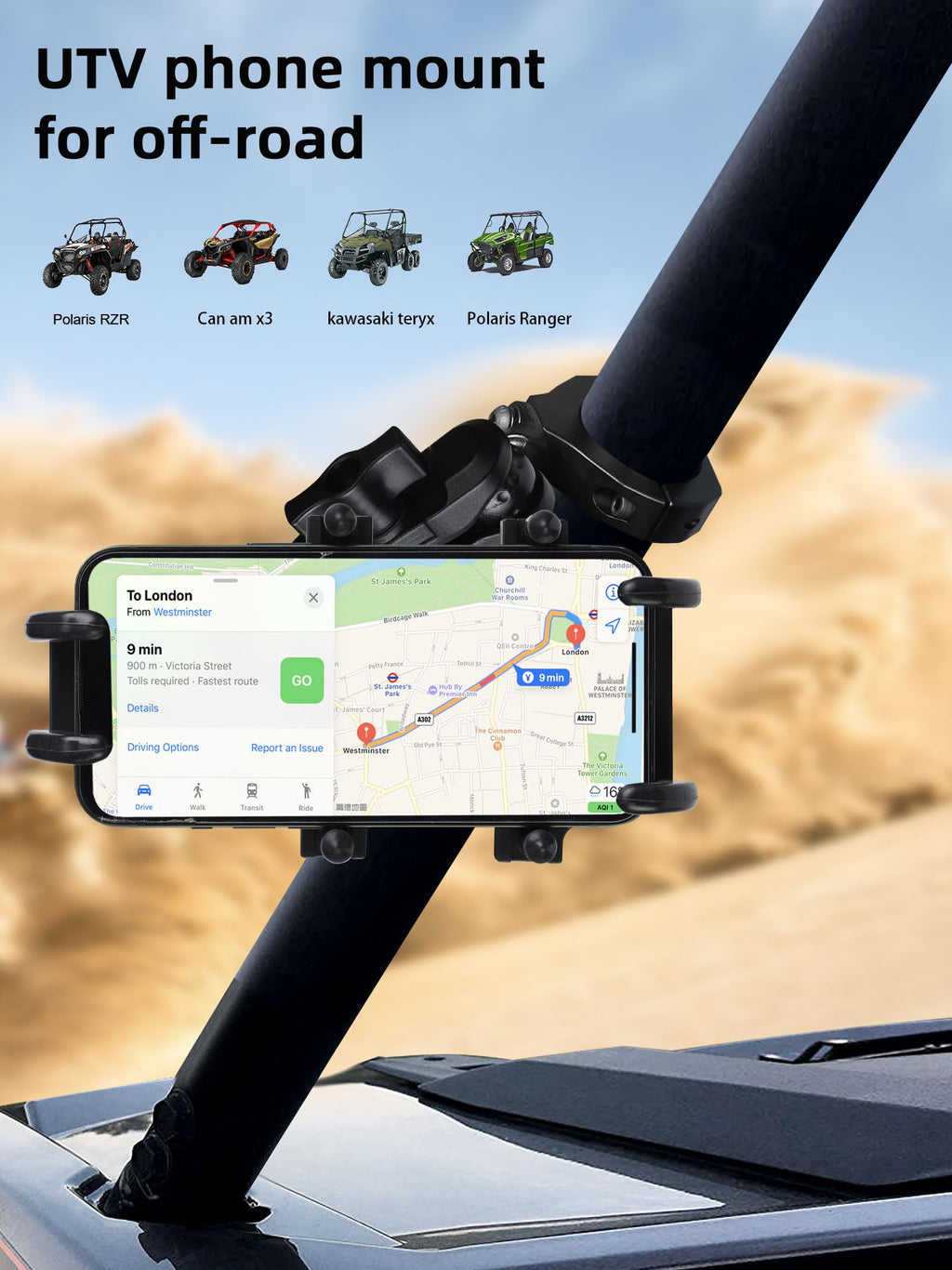 UTV Phone Mount Holder with Vibration Dampener U6502