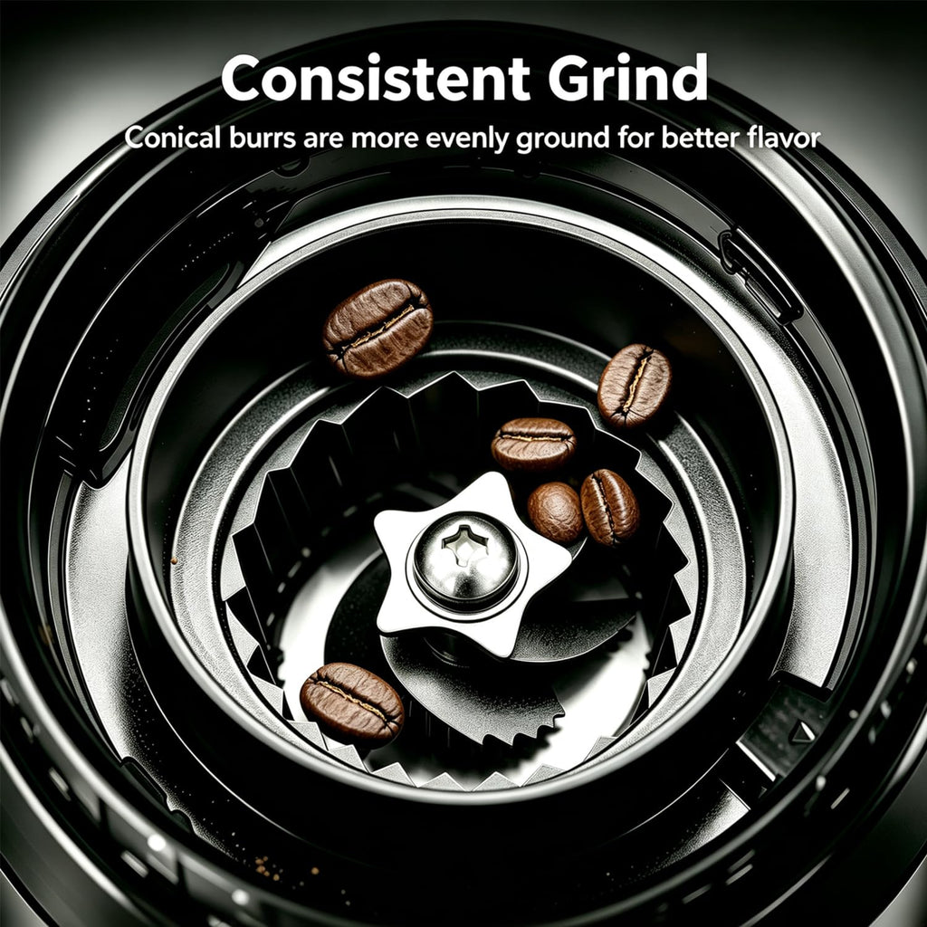 Conical Burr Coffee Bean Grinder, 25 Precise Settings, Anti-Static L43048