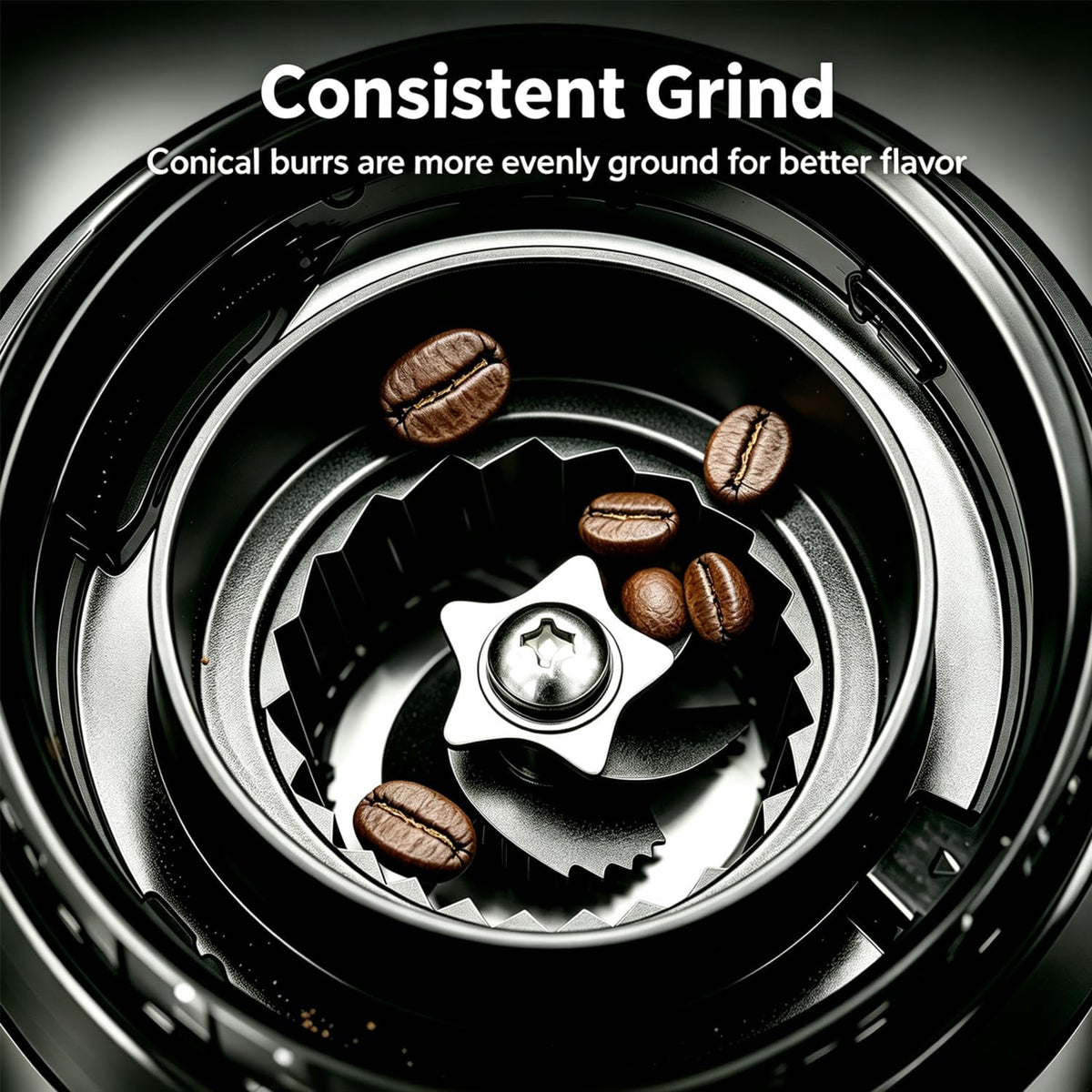 Conical Burr Coffee Bean Grinder, 25 Precise Settings, Anti-Static L43048