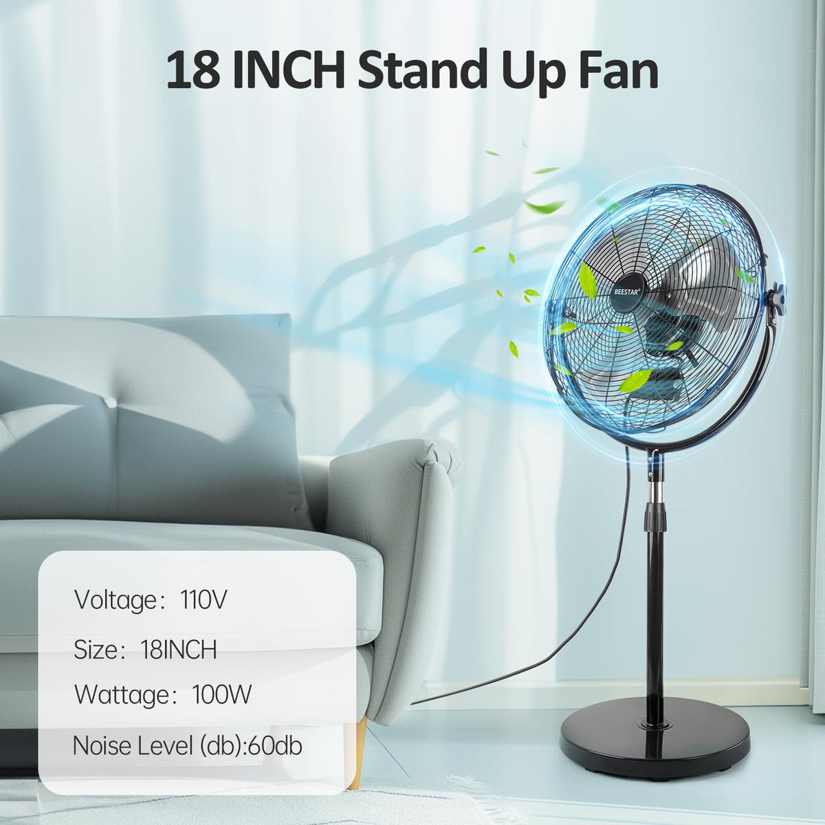 18 Inch High Velocity Metal Pedestal Fan I103760