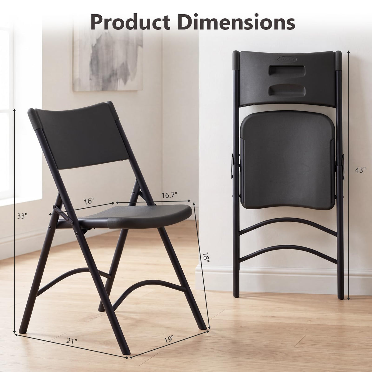 4 Pack Black Heavy Duty Folding Chair T4904