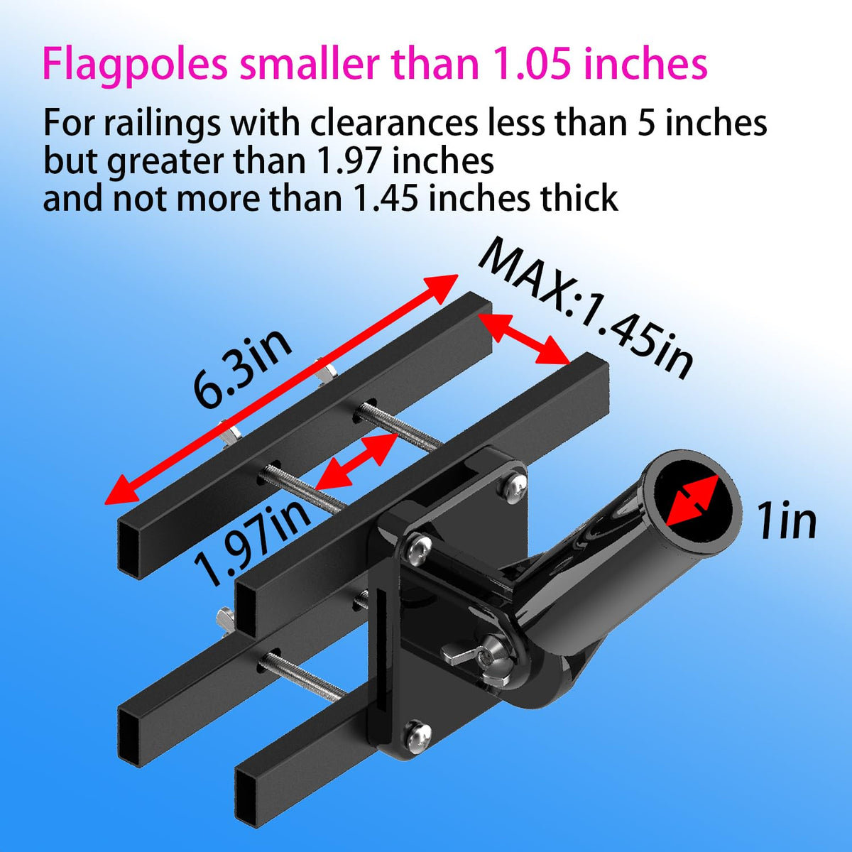 White Flagpole Mount for Round and Square Railing K59957