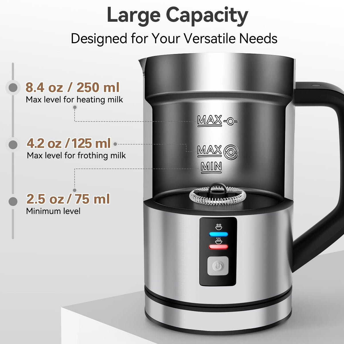 8.4oz Stainless Steel Milk Frother O92794