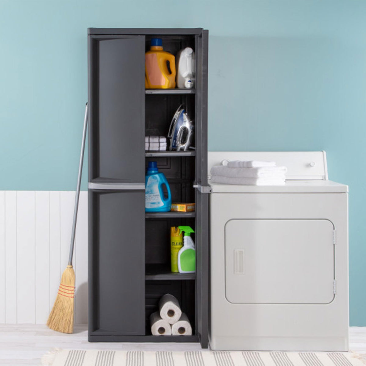 4 Shelf Lockable Utility Storage Cabinet W8780