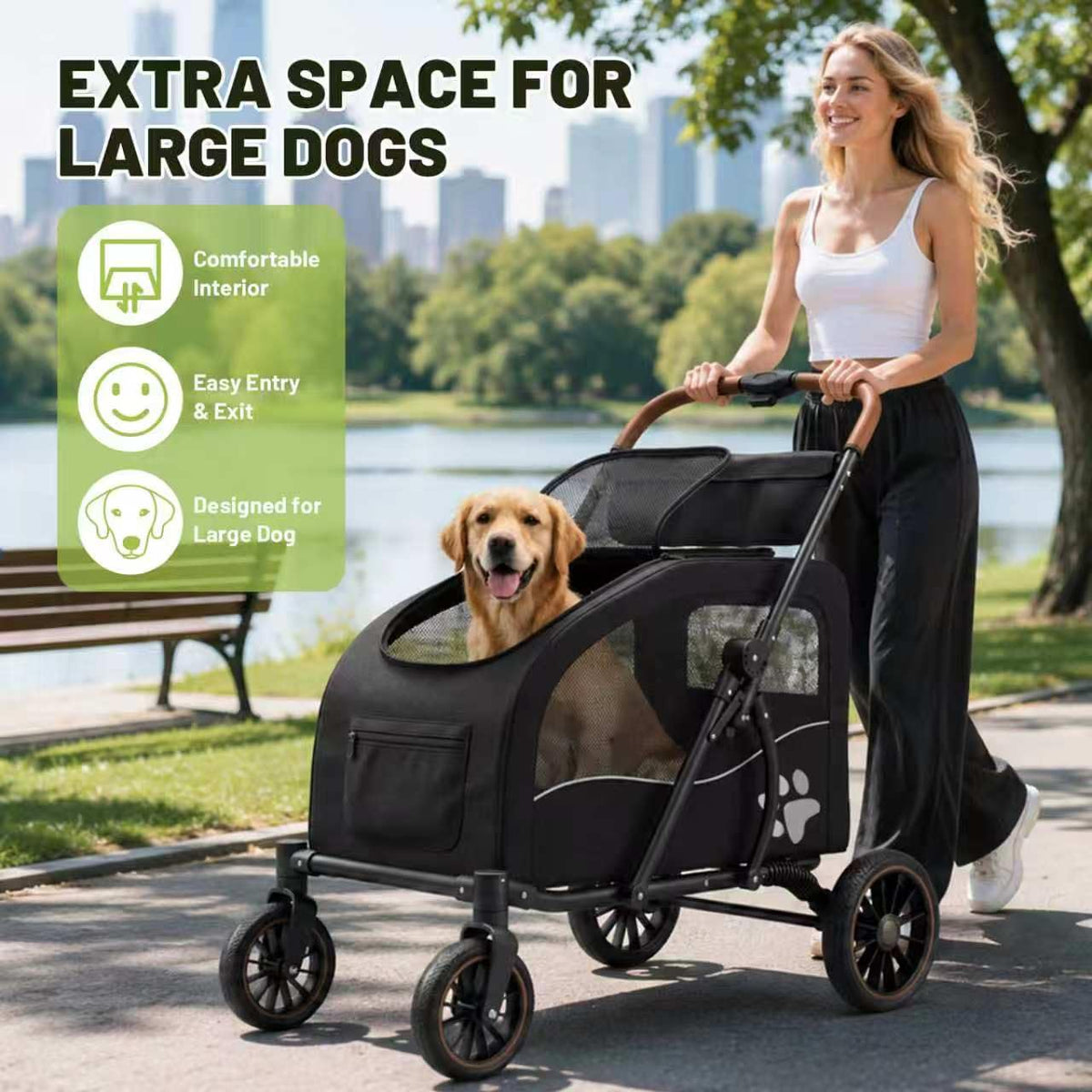 Foldable Dog Stroller for Large Dogs up to 110lbs P909100