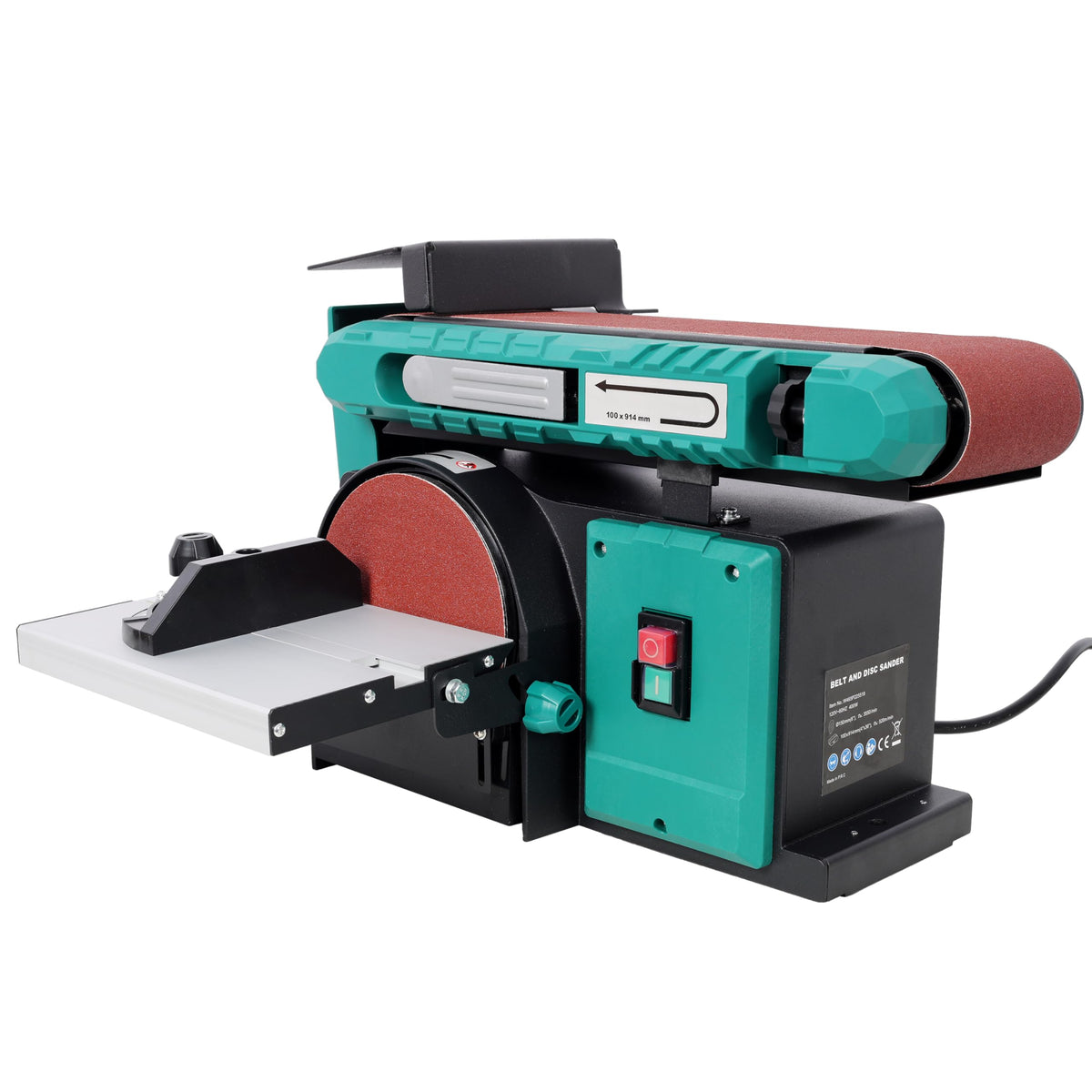 Benchtop Belt and Disc Sander 4x36 Inch Belt 6 Inch Disc Adjustable 0-90 Degree Tilt Green Y656721