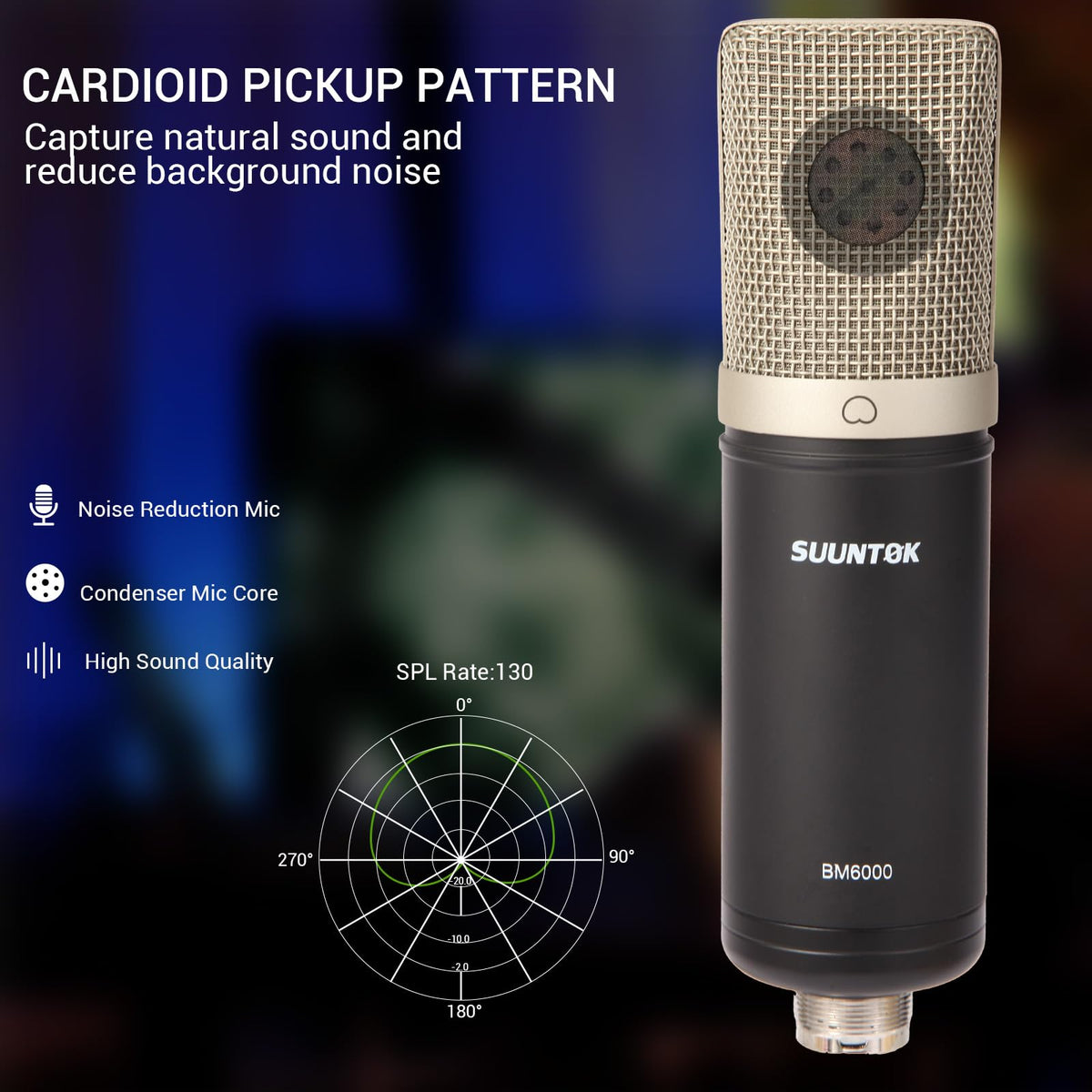 Condenser Microphone XLR Cardioid Microphone Kit with Shock Mount M944