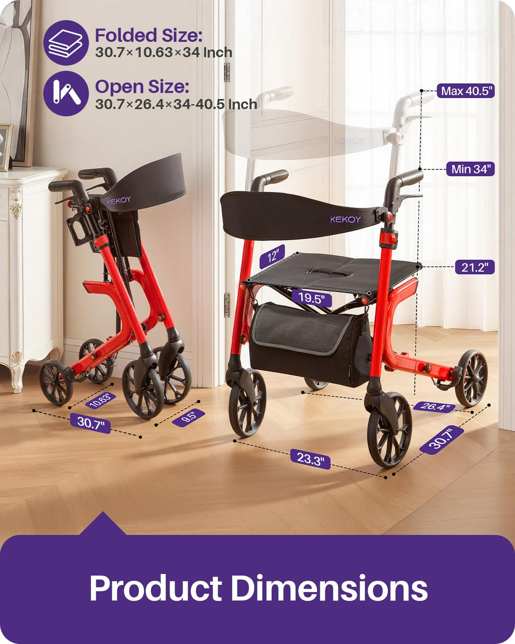 Bariatric Rollator Walker with Seat G223