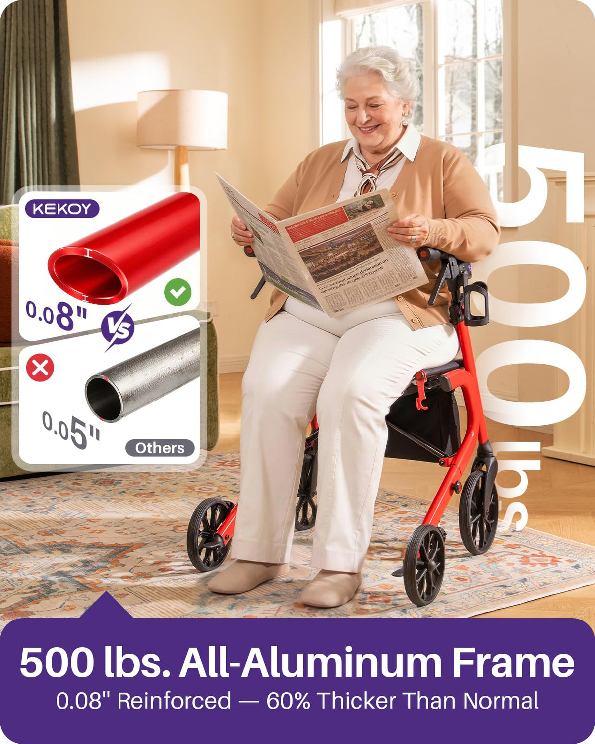 Bariatric Rollator Walker with Seat G223
