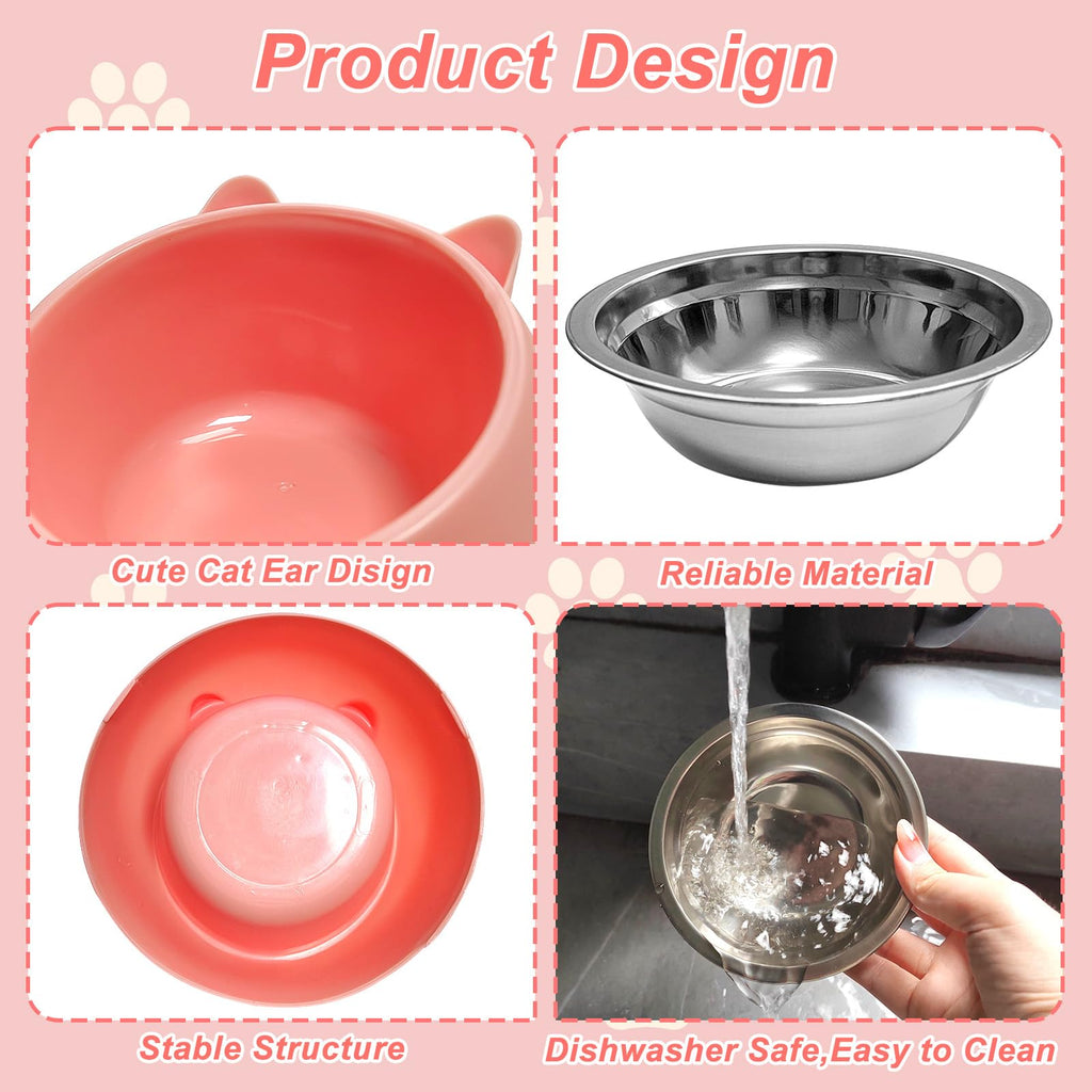7 Pcs Stainless Steel Raised Cat Food Bowl O448